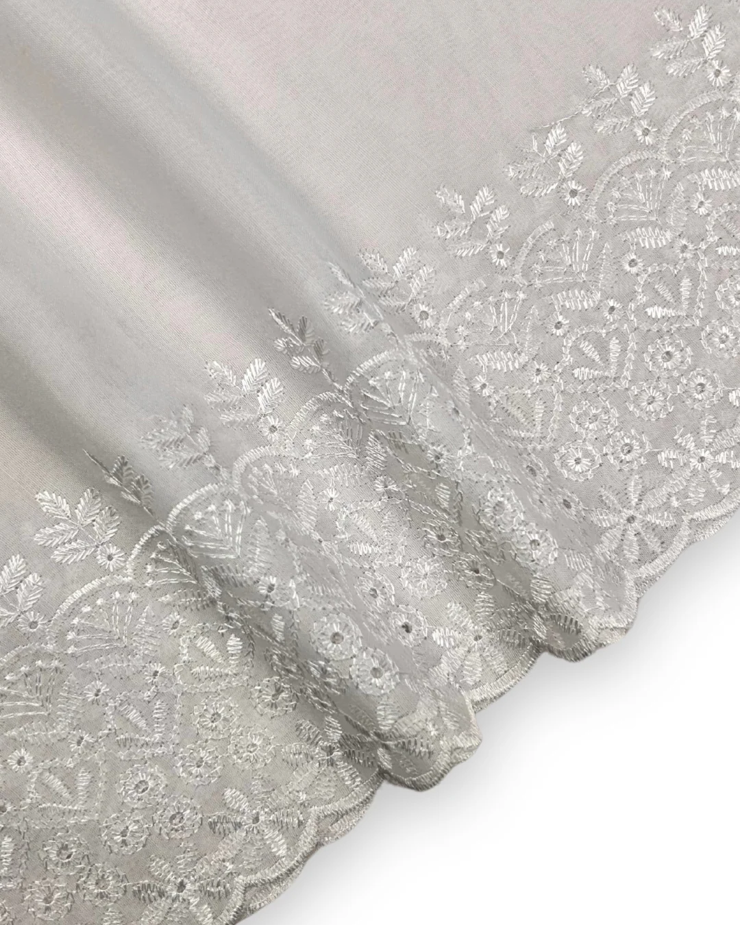 Embroidered Border White Dupatta